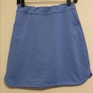 Peter Millar Golf Skort in Blue with White Stripes, very stretchy waistband